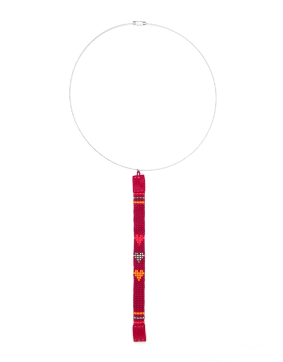 Collana VERTICALE DISEGNINI-CUORI ROSSO