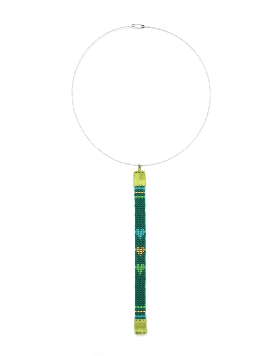Collana VERTICALE DISEGNINI-CUORI VERDE